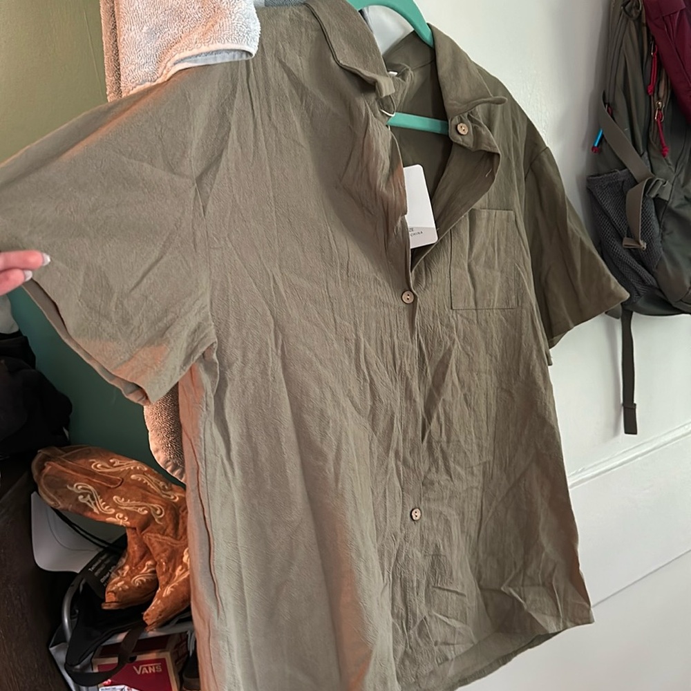Oversized linen short sleeve button down